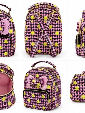 Under One Sky Pink and Yellow Houndstooth Smiley Mini Backpack